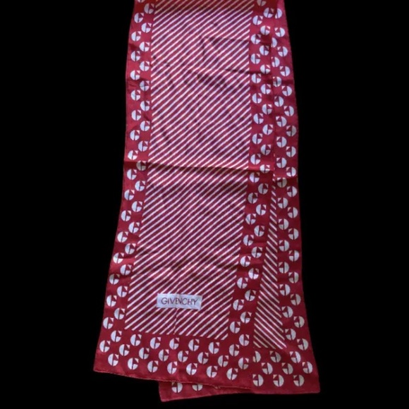 Red & White Vintage Givenchy Silk Scarf - Picture 4 of 5